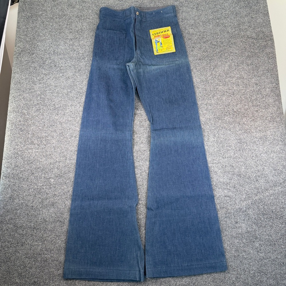 Vintage 60s Seafarer Jeans Mens 30x36 Denim Bell Bottom Flare US Navy Talon NWT